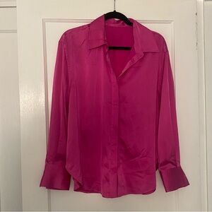 Daily Drills Pink Silky Button Down
